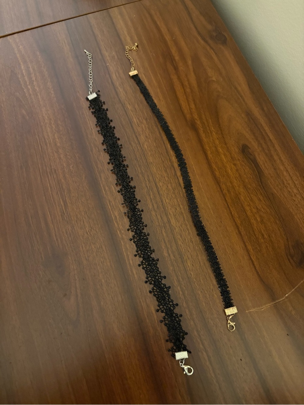 Two Black Lace Choker Necklace - Unbranded